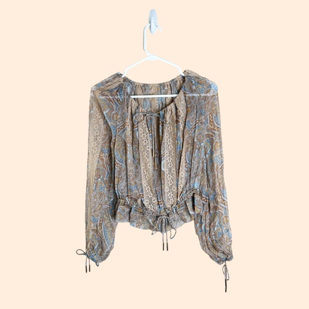 Zimmermann Lace Paisley Georgette Blouse